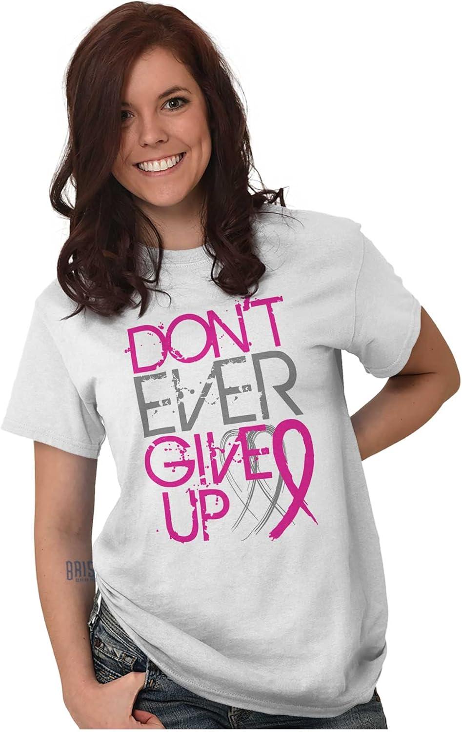 imageDont Give Up Breast Cancer Awareness Womens Graphic T Shirt TeesWhite