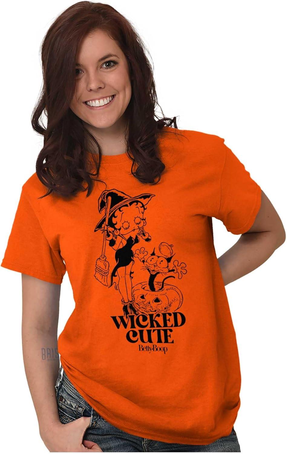 imageHalloween Betty Boop Wicked Cute Womens Graphic T Shirt TeesOrange