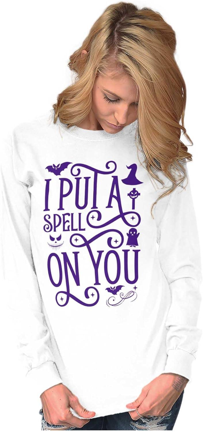 imageHalloween I Put A Spell On You Witch Womens Long Sleeve T ShirtWhite