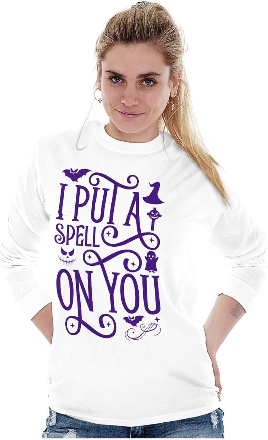 imageHalloween I Put A Spell On You Witch Womens Long Sleeve T ShirtWhite
