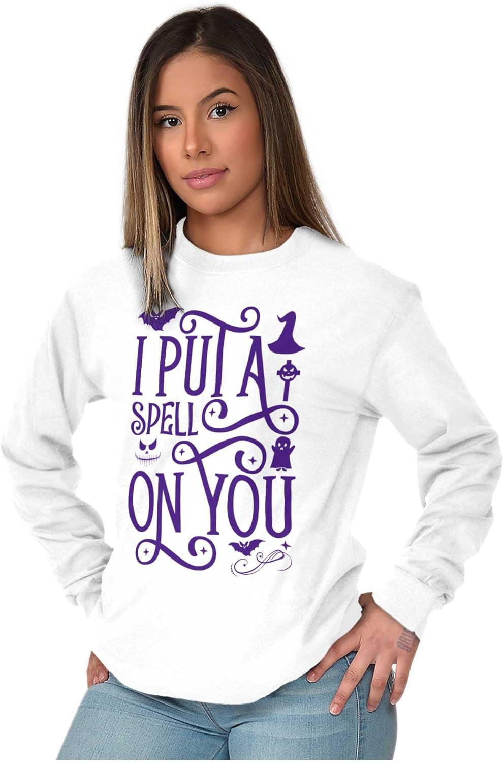imageHalloween I Put A Spell On You Witch Womens Long Sleeve T ShirtWhite