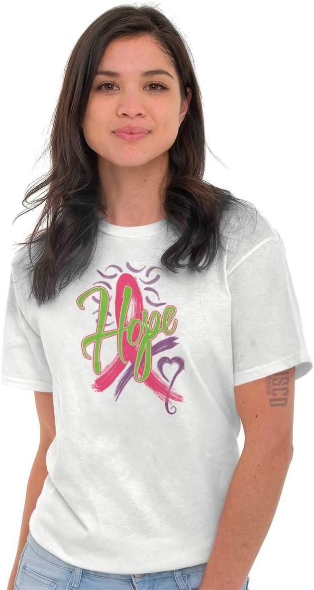 imageHope Pink Ribbon Heart Breast Cancer Womens Graphic T Shirt TeesWhite