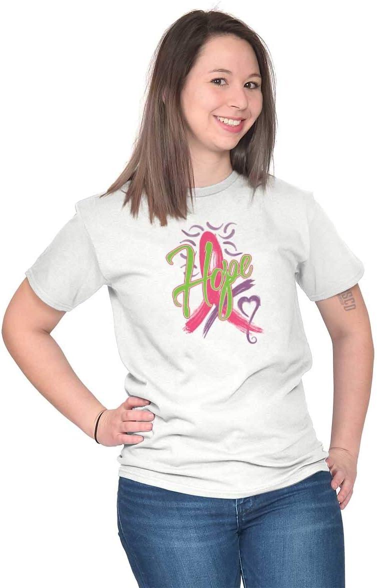 imageHope Pink Ribbon Heart Breast Cancer Womens Graphic T Shirt TeesWhite