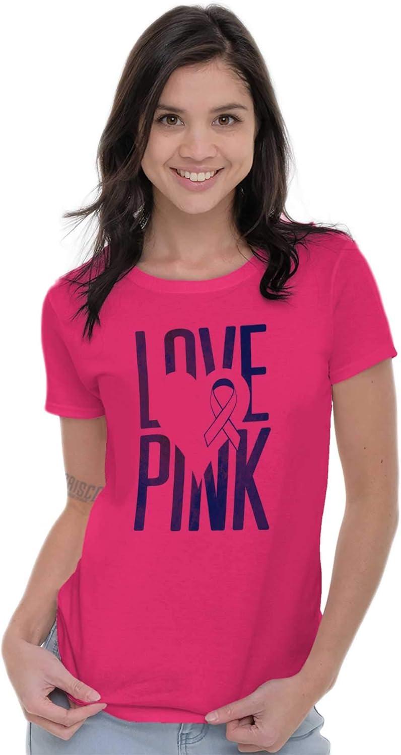 imageLove Pink Ribbon Breast Cancer Aware Womens Slim Fit Graphic Tee