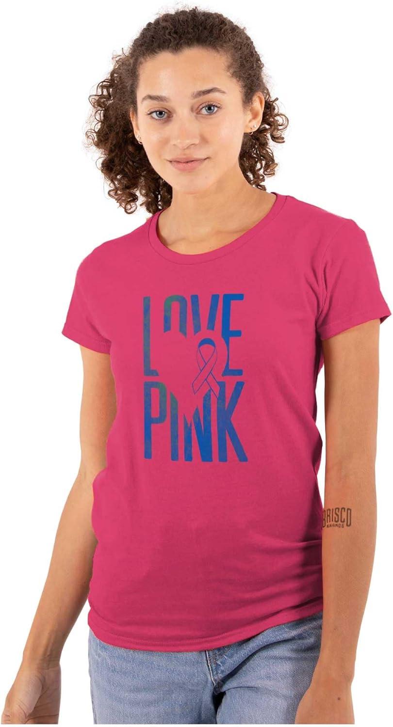 imageLove Pink Ribbon Breast Cancer Aware Womens Slim Fit Graphic Tee