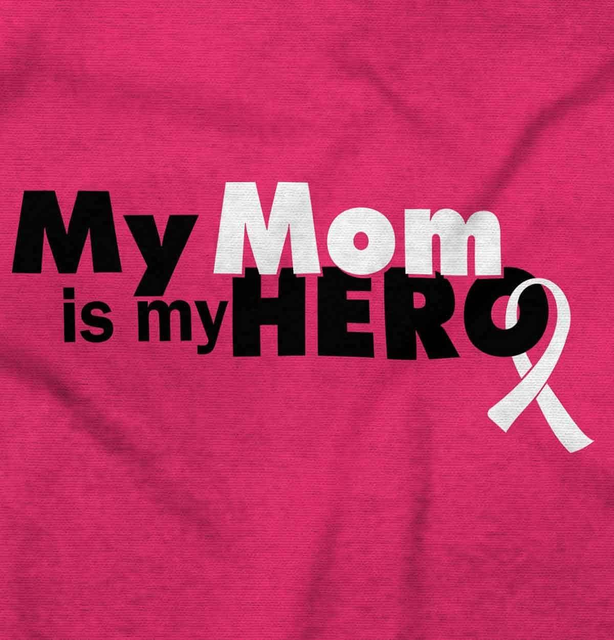 imageMy Mom My Hero Breast Cancer Ribbon Womens Graphic T Shirt Tees Heliconia