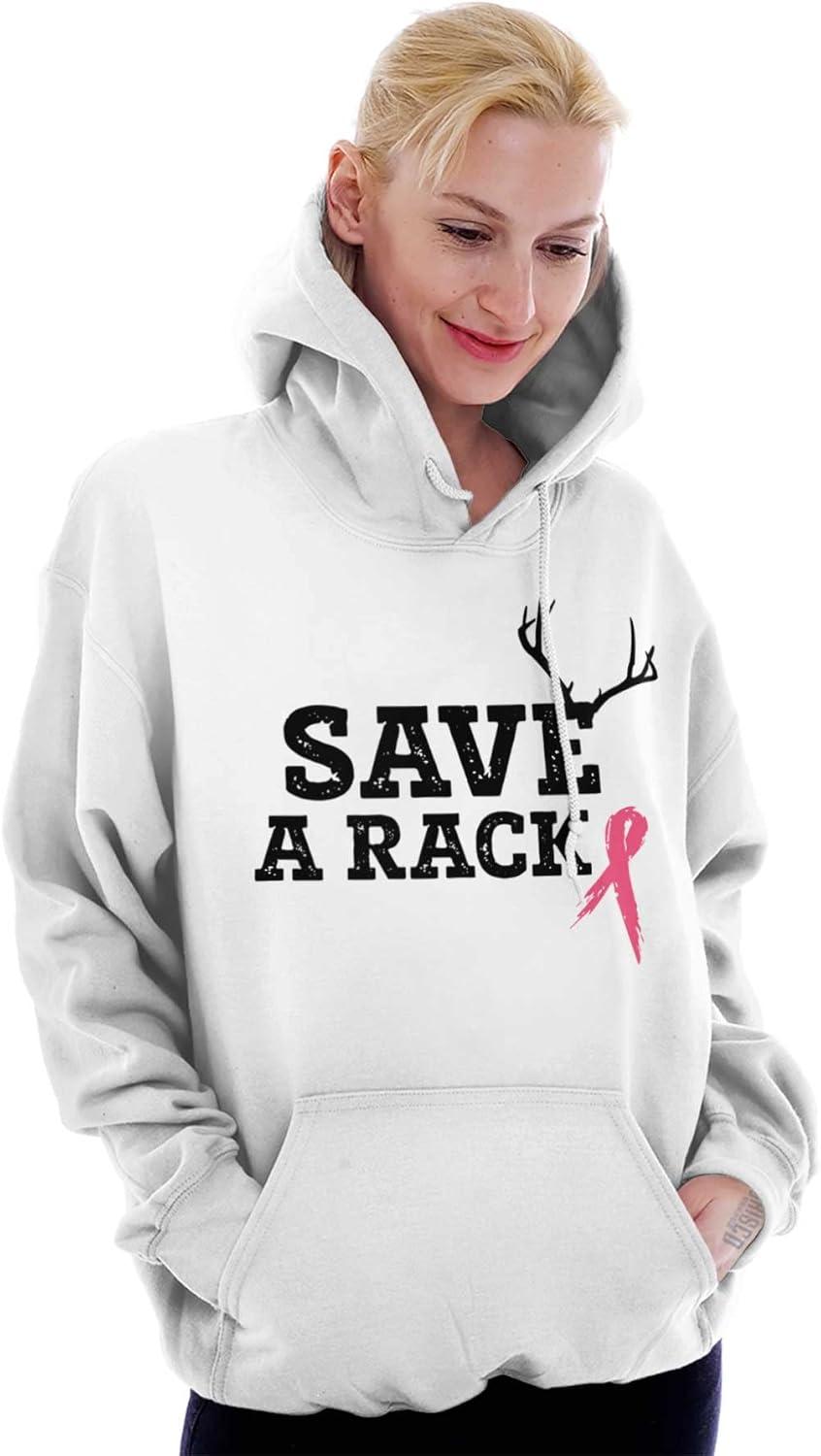 imageSave A Rack Antler Breast Cancer Pink Hoodie Sweatshirt WomenWhite