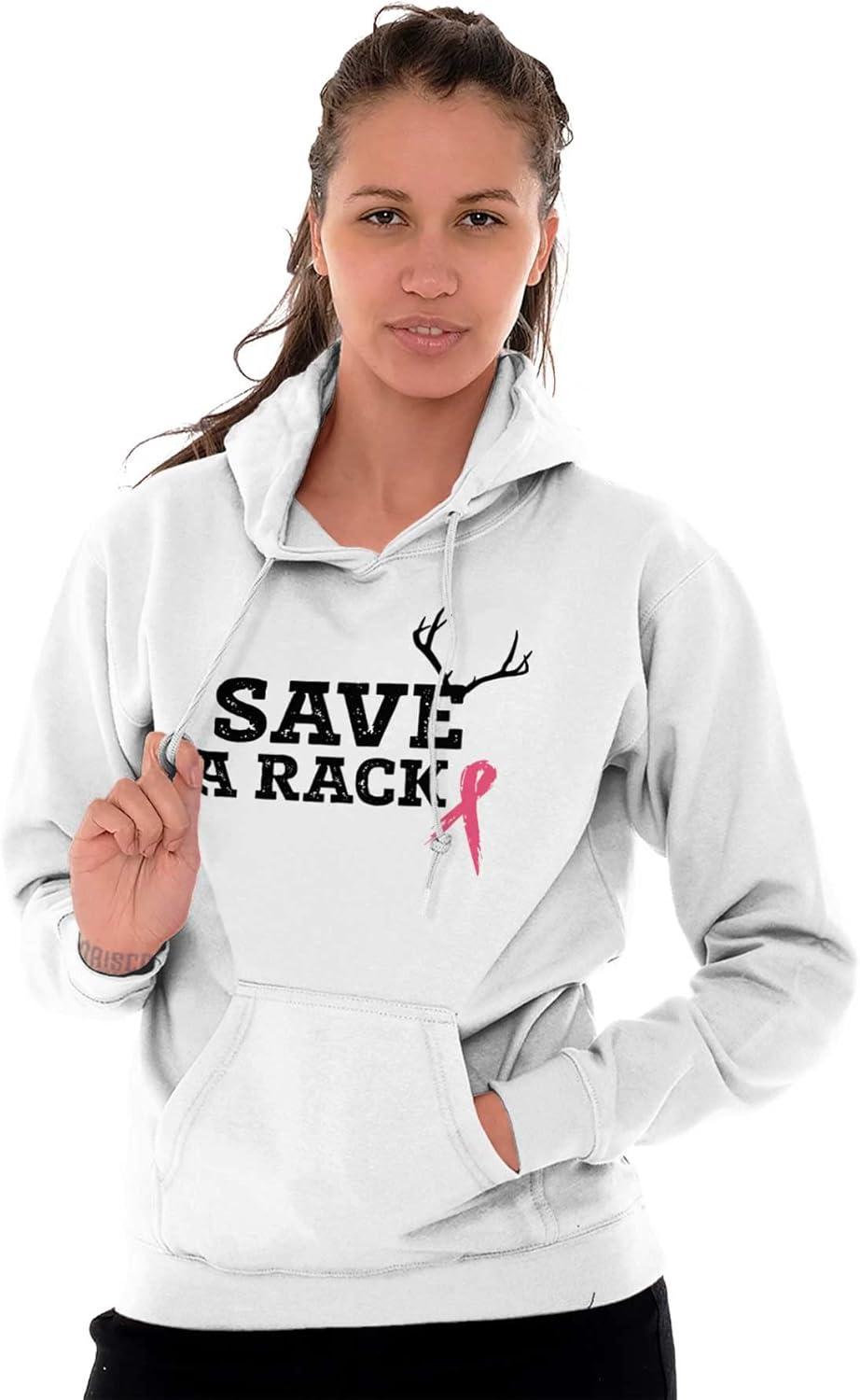 imageSave A Rack Antler Breast Cancer Pink Hoodie Sweatshirt WomenWhite