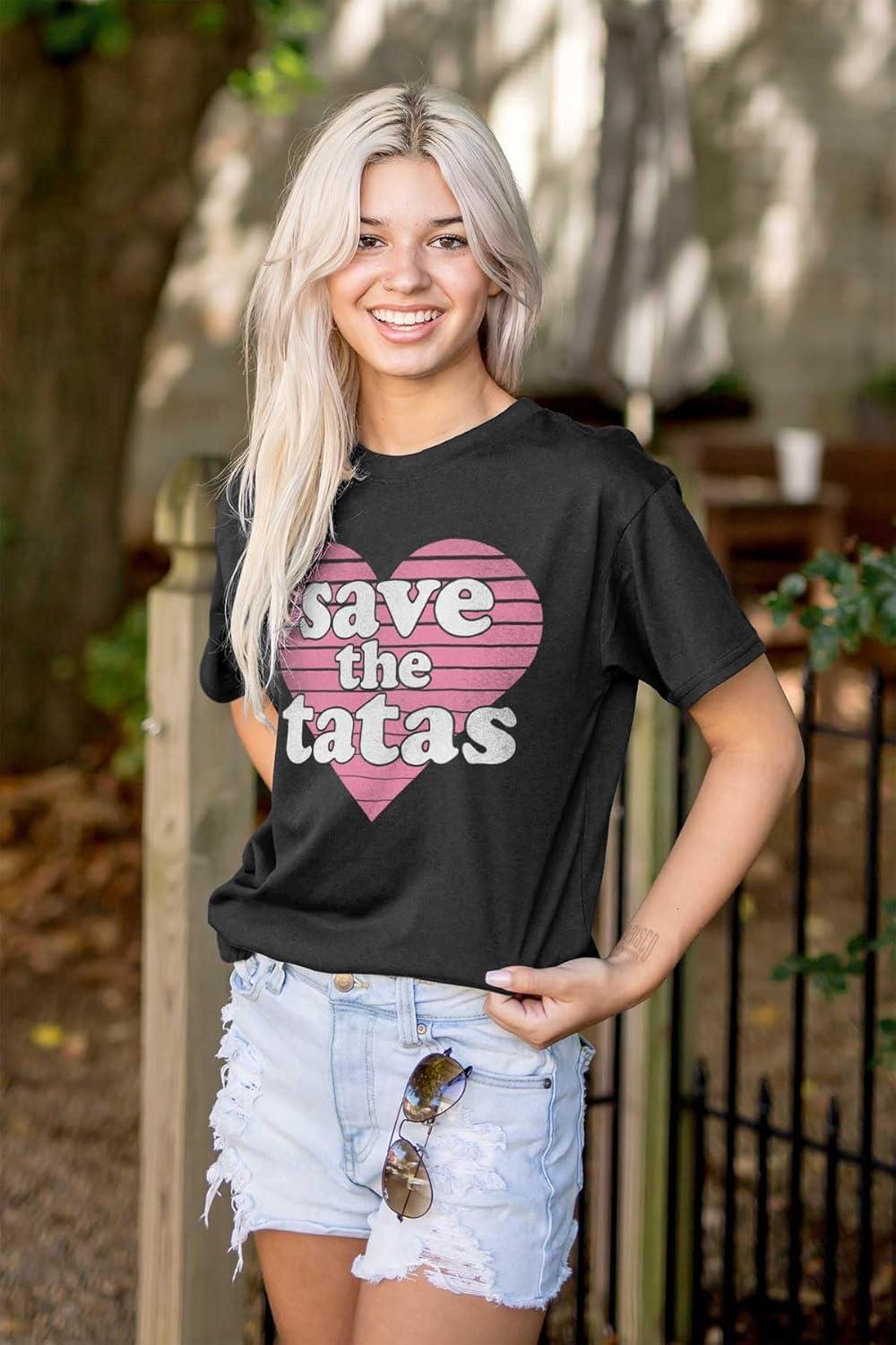 imageSave The Tatas Breast Cancer Aware Womens Graphic T Shirt TeesBlack