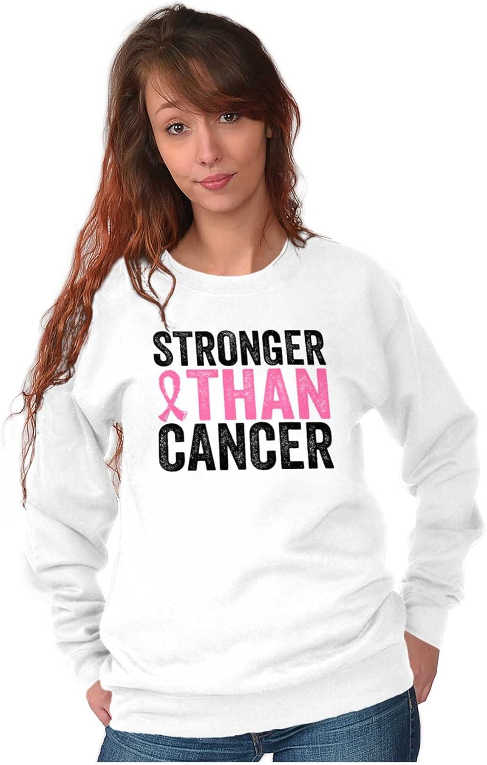 imageStronger Than Breast Cancer Warrior Women Crewneck SweatshirtWhite
