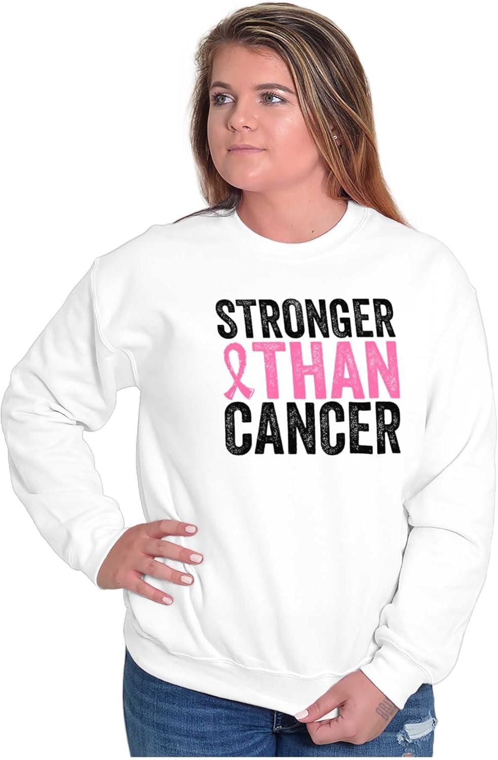 imageStronger Than Breast Cancer Warrior Women Crewneck SweatshirtWhite
