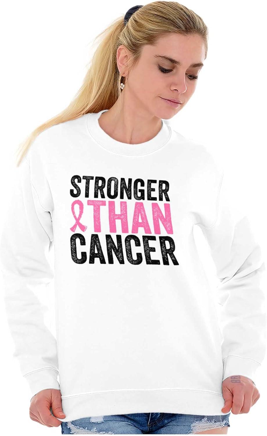imageStronger Than Breast Cancer Warrior Women Crewneck SweatshirtWhite