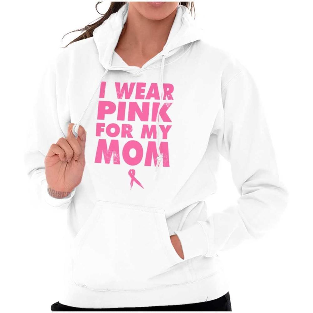 imageBrisco Brands I Wear Pink For My Mom Breast Cancer Hoodie Sweatshirt WomenWhite