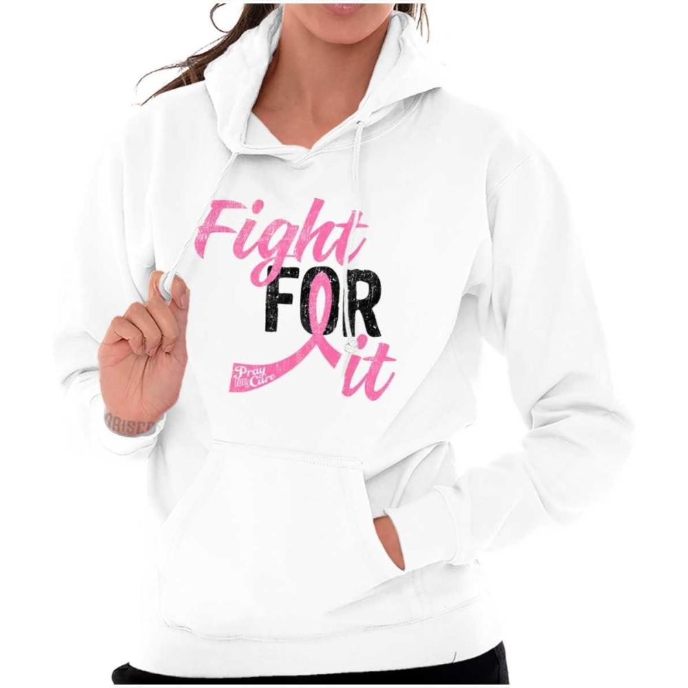 imageClassic Teaze Fight For It Breast Cancer Aware Pink Hoodie Sweatshirt WomenWhite