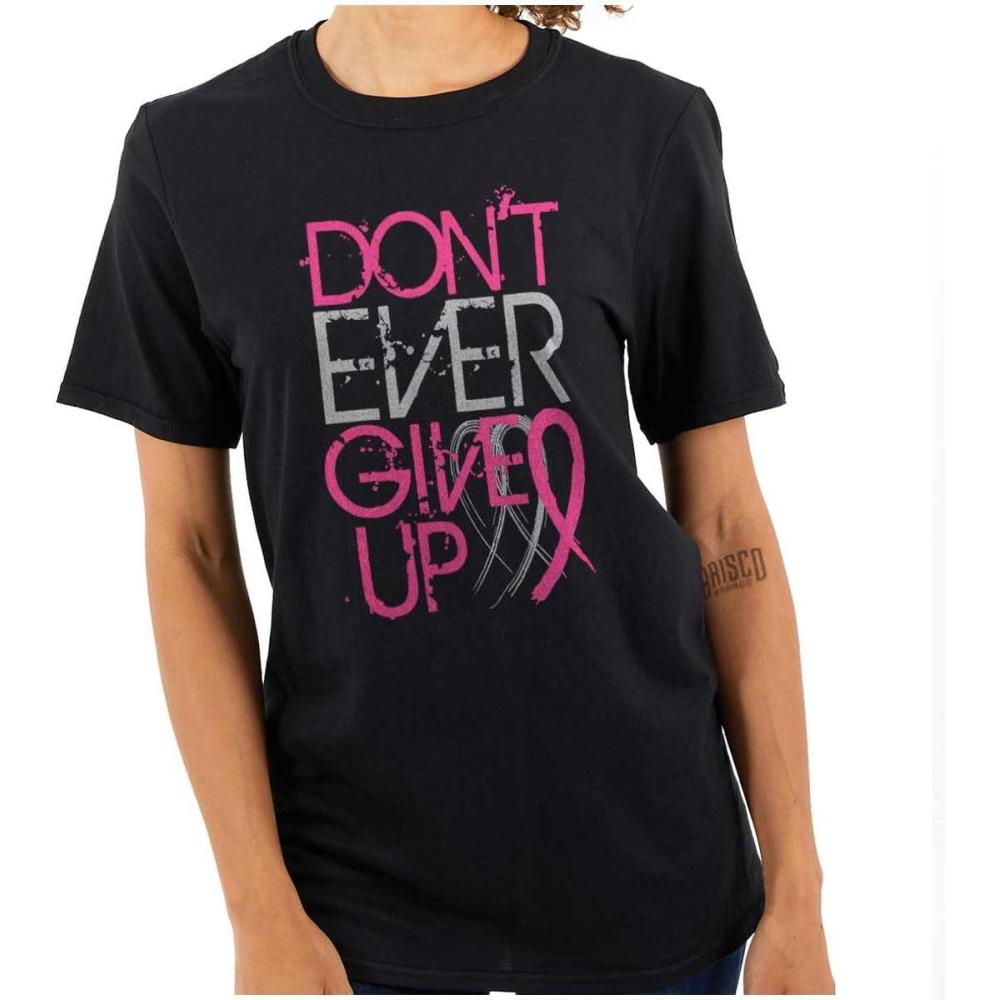 imageDont Give Up Breast Cancer Awareness Womens Graphic T Shirt TeesBlack