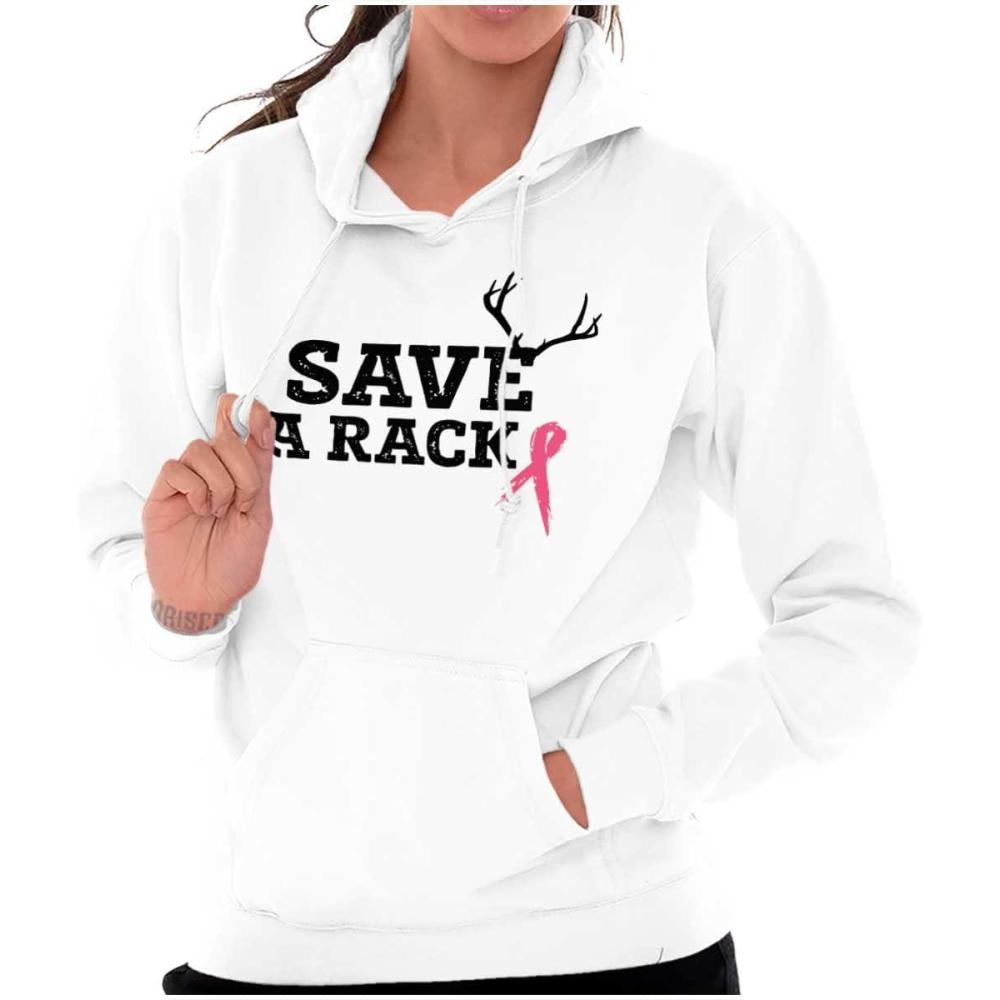 imageSave A Rack Antler Breast Cancer Pink Hoodie Sweatshirt WomenWhite
