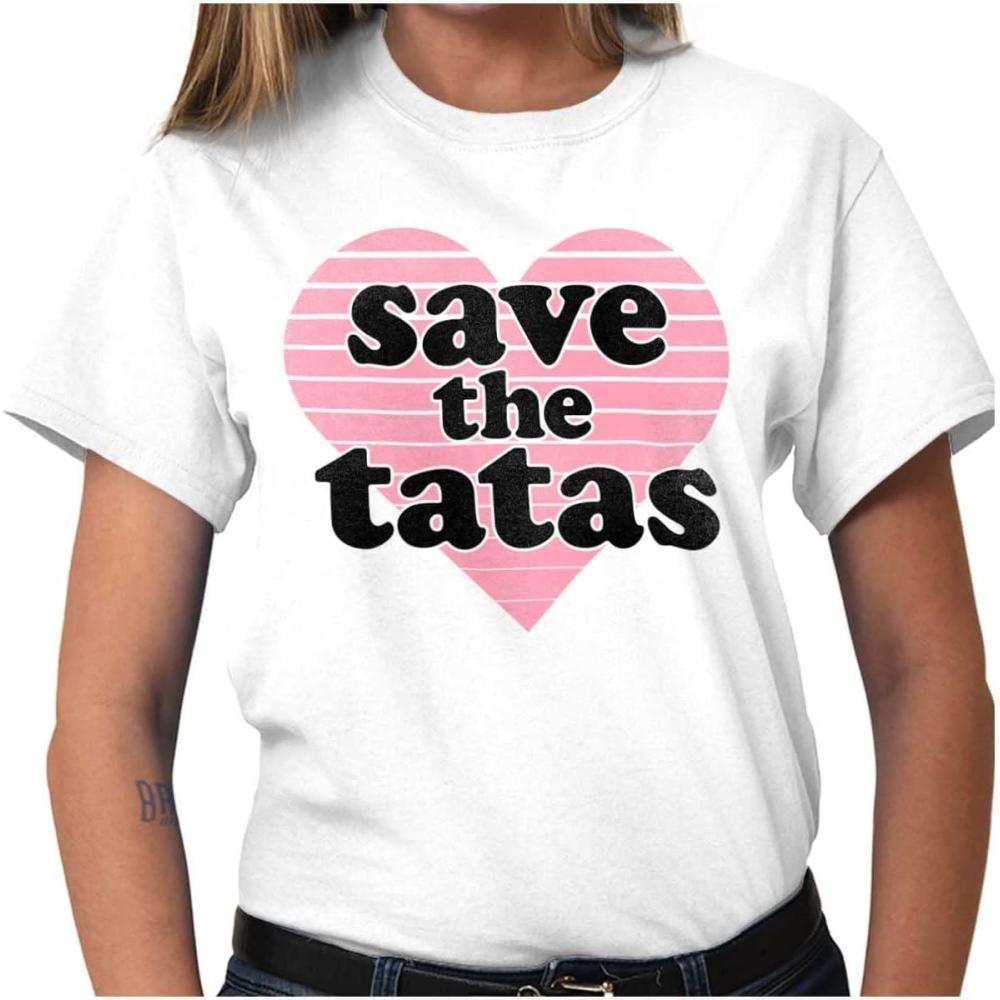 imageSave The Tatas Breast Cancer Aware Womens Graphic T Shirt TeesWhite