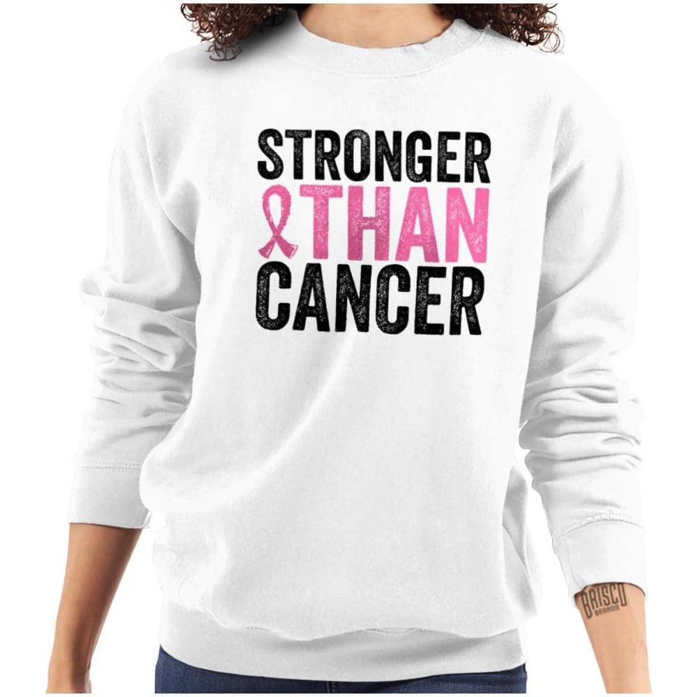imageStronger Than Breast Cancer Warrior Women Crewneck SweatshirtWhite