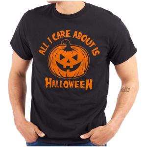 All I Care About is Halloween Pumpkin Graphic T Shirt Men or Women(Black)
