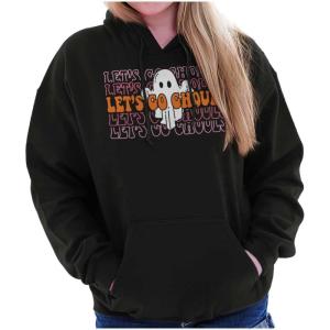 Brisco Brands Halloween Let’s Go Ghouls Ghost Hoodie Sweatshirt Women(Black)