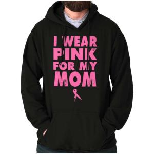 Brisco Brands I Wear Pink For My Mom Breast Cancer Hoodie Sweatshirt Women(Black)