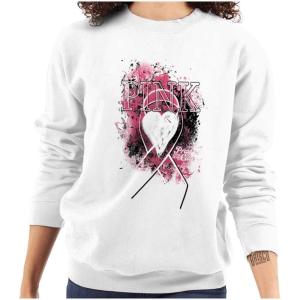 Classic Teaze Paint Pink Ribbon Breast Cancer Aware Women Crewneck Sweatshirt(White)