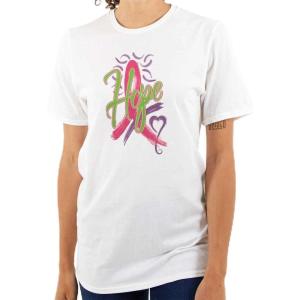 Hope Pink Ribbon Heart Breast Cancer Womens Graphic T Shirt Tees(White)