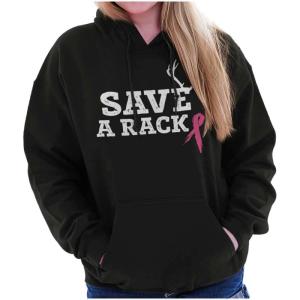 Save A Rack Antler Breast Cancer Pink Hoodie Sweatshirt Women(Black)