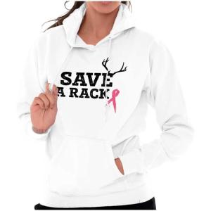 Save A Rack Antler Breast Cancer Pink Hoodie Sweatshirt Women(White)
