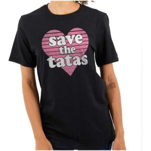 Save The Tatas Breast Cancer Aware Womens Graphic T Shirt Tees(Black)
