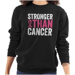 Stronger Than Breast Cancer Warrior Women Crewneck Sweatshirt(Black)