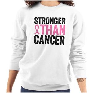 Stronger Than Breast Cancer Warrior Women Crewneck Sweatshirt(White)