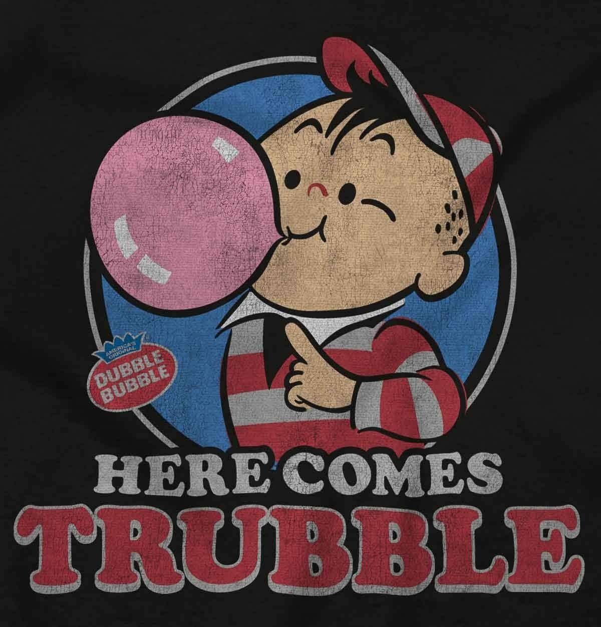 imageVintage Dubble Bubble Here Comes Trouble Toddler Boy Girl T ShirtBlack