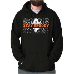 Brisco Brands Halloween Ghost Stay Spooky Gradient Hoodie Sweatshirt Women Men(Black)
