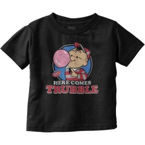 Vintage Dubble Bubble Here Comes Trouble Toddler Boy Girl T Shirt(Black)