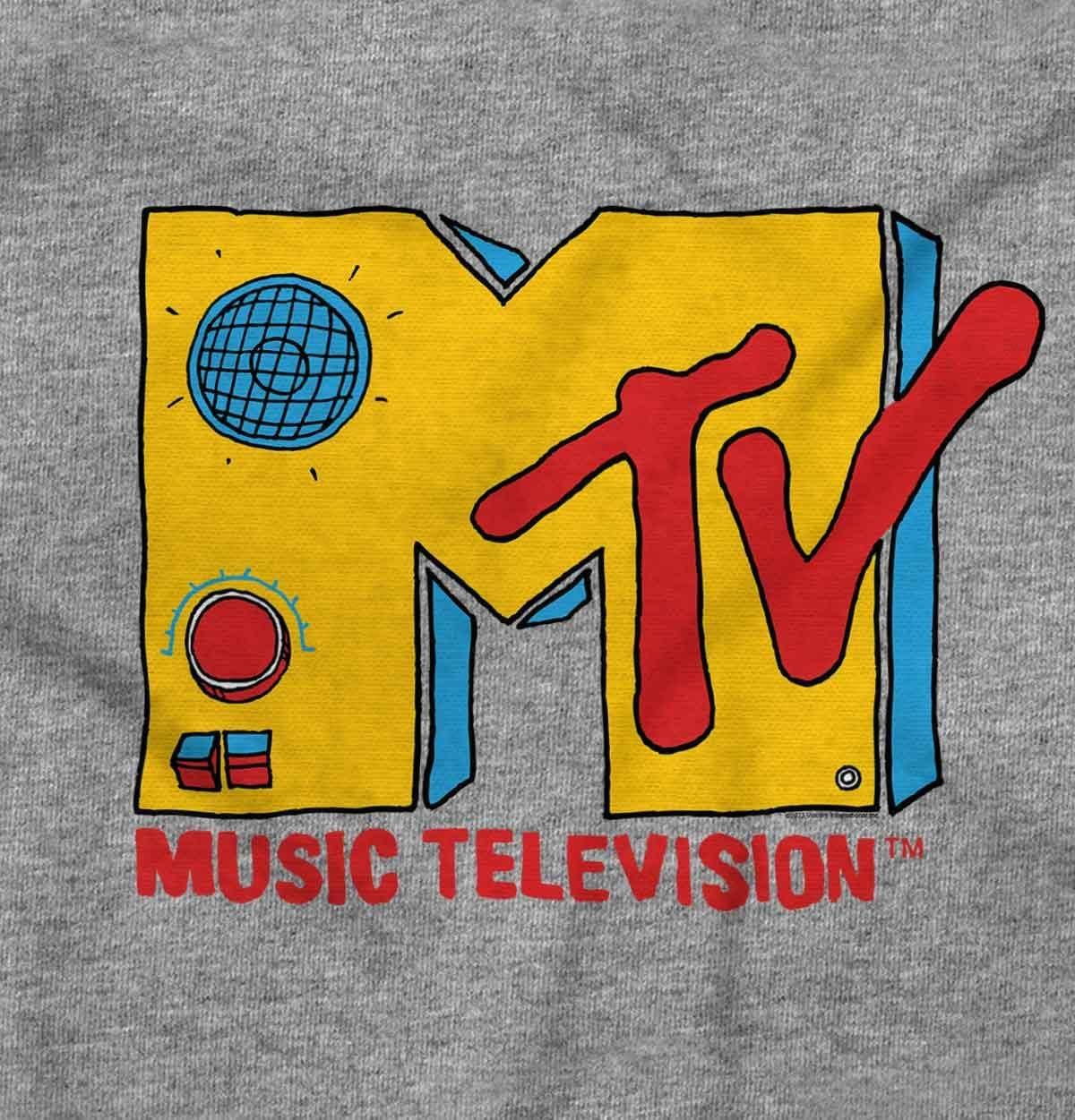 imageBrisco Brands Retro Classic MTV Speaker Logo Baby Romper Boys or GirlsHeather