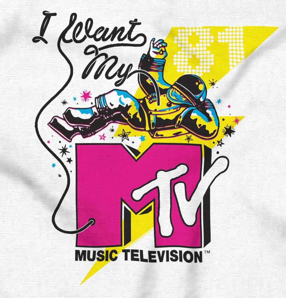 imageRetro I Want My MTV Logo Moon Man Toddler Boy Girl T ShirtWhite