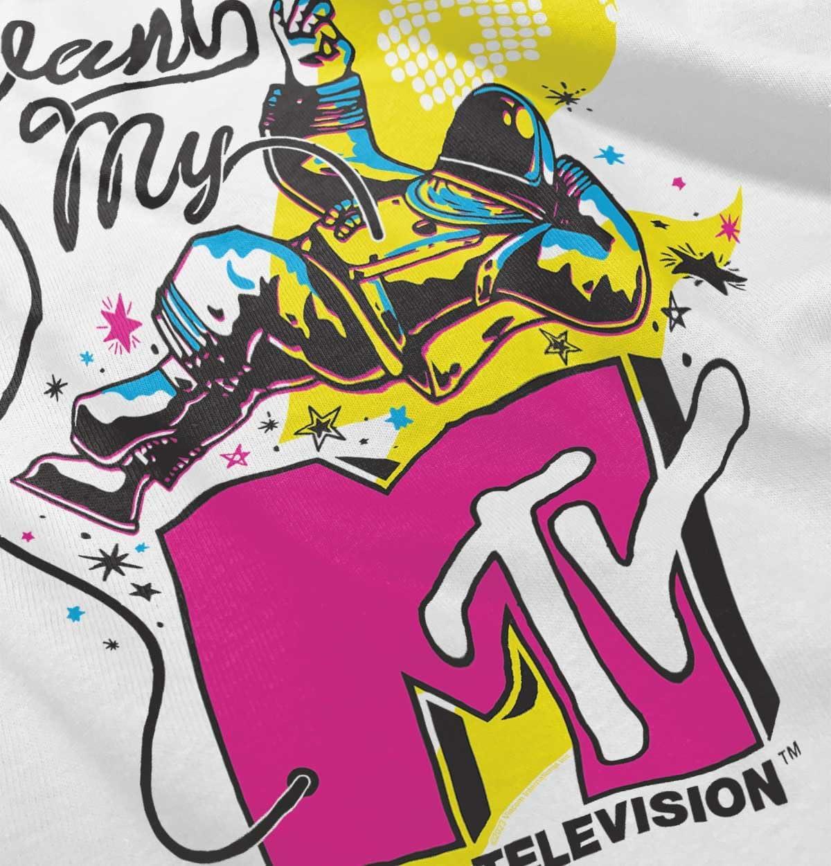 imageRetro I Want My MTV Logo Moon Man Toddler Boy Girl T ShirtWhite