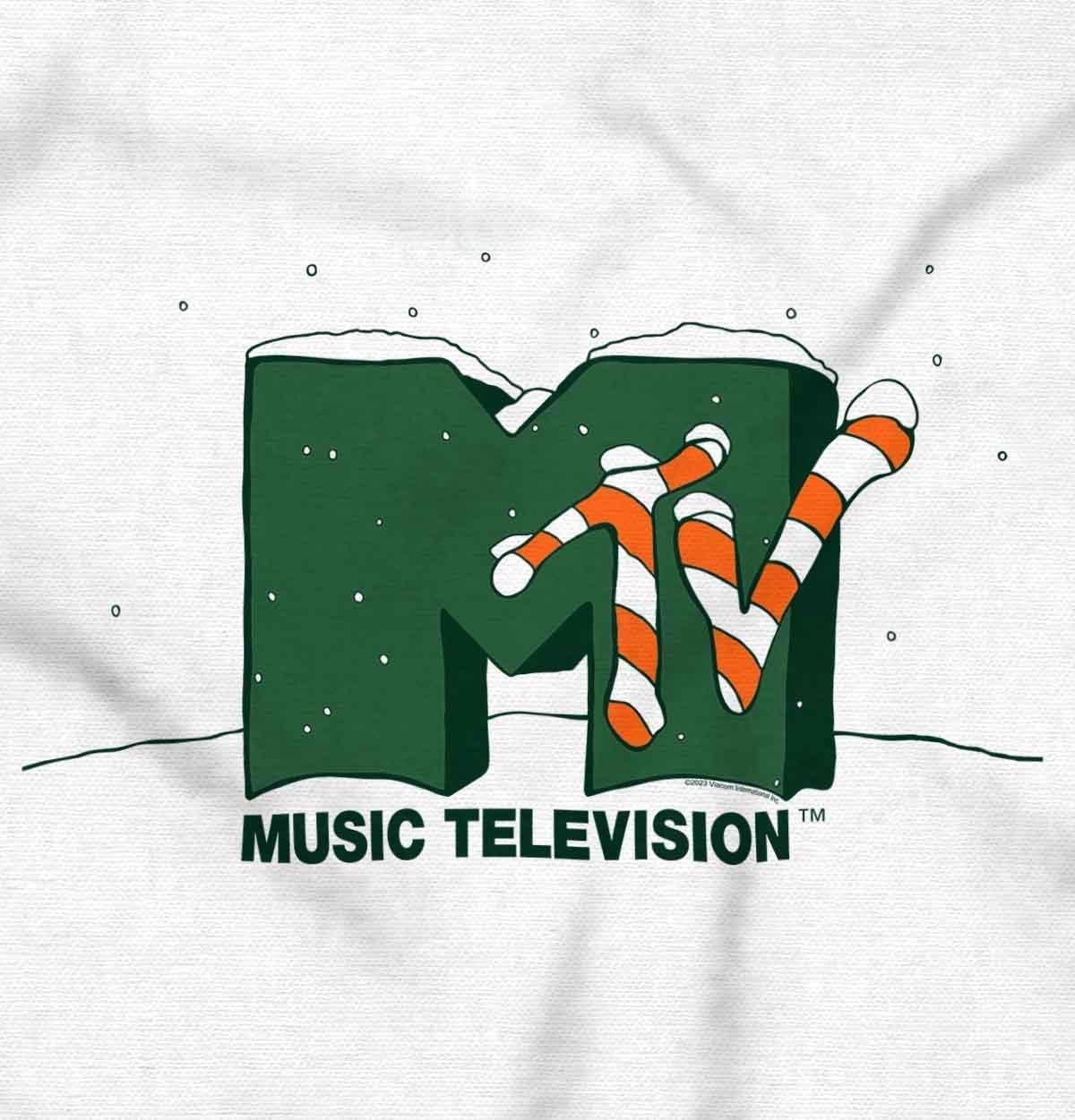 imageRetro MTV Winter Candy Cane Logo Toddler Boy Girl T ShirtWhite