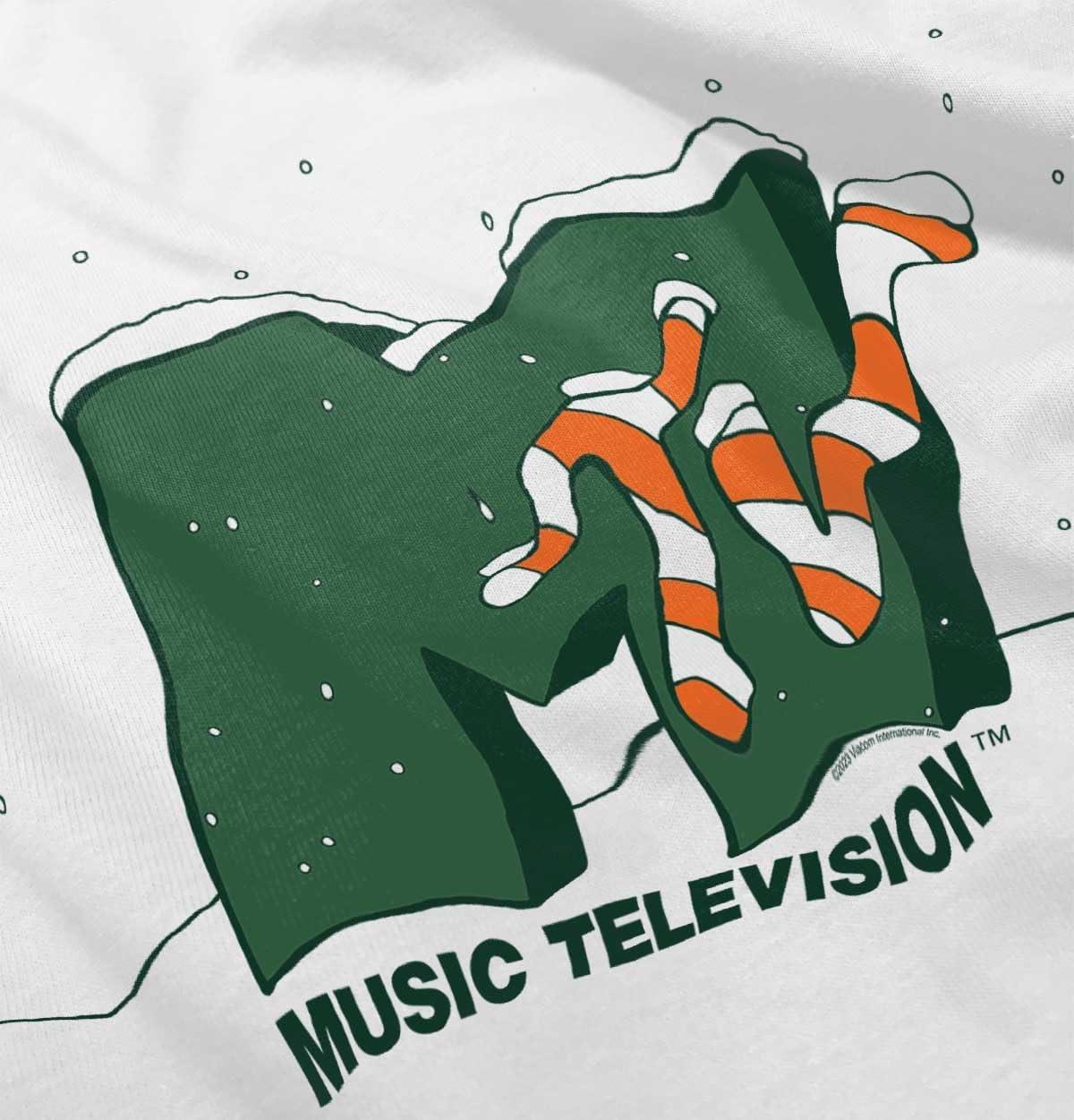 imageRetro MTV Winter Candy Cane Logo Toddler Boy Girl T ShirtWhite
