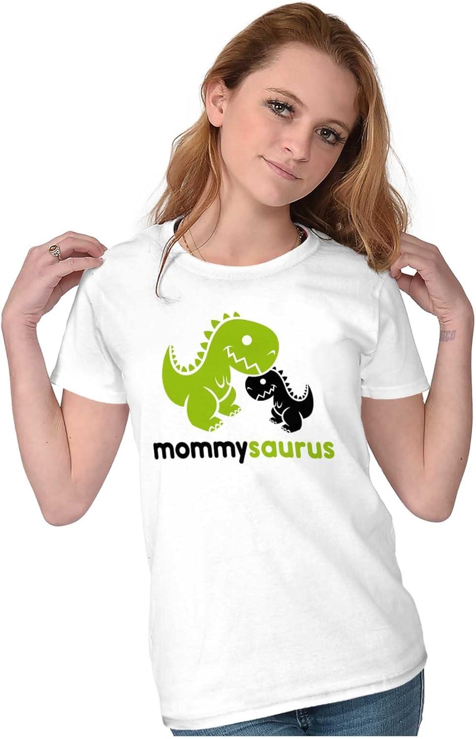 imageMommysaurus Cute Dinosaur Mothers Day Womens Slim Fit Graphic TeeWhite