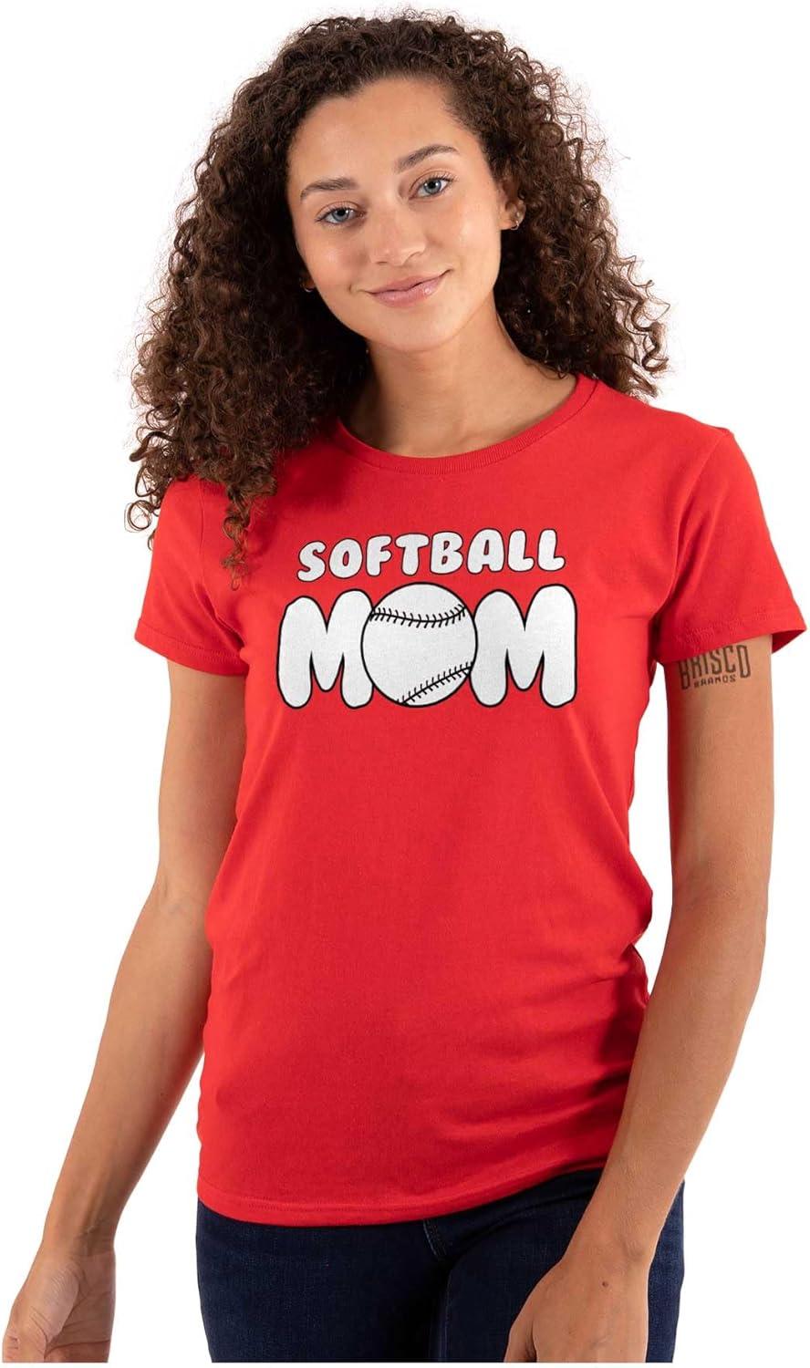 imageSoftball Mom Proud Sports Mother Womens Slim Fit Graphic Tee Red