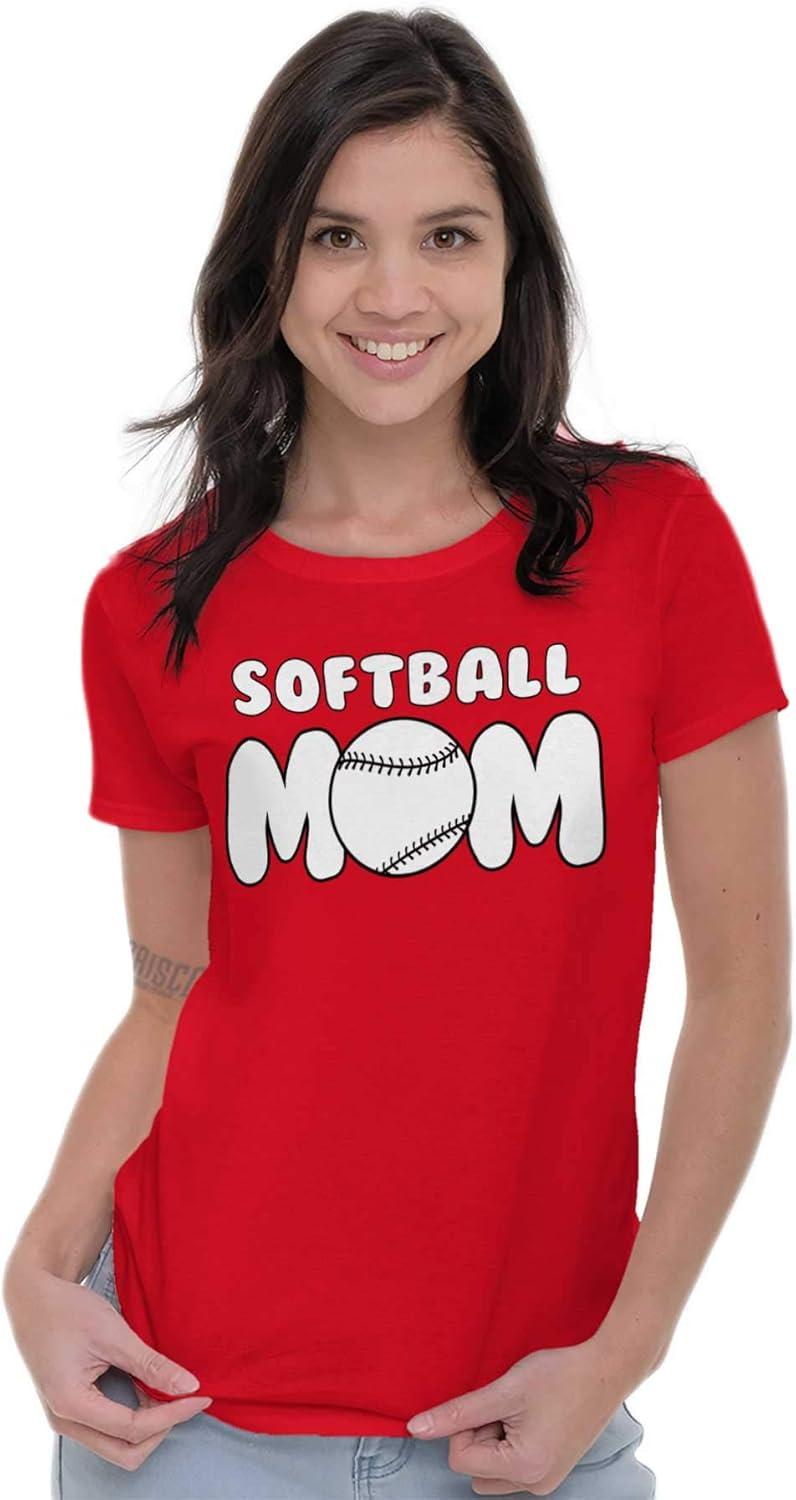 imageSoftball Mom Proud Sports Mother Womens Slim Fit Graphic Tee Red