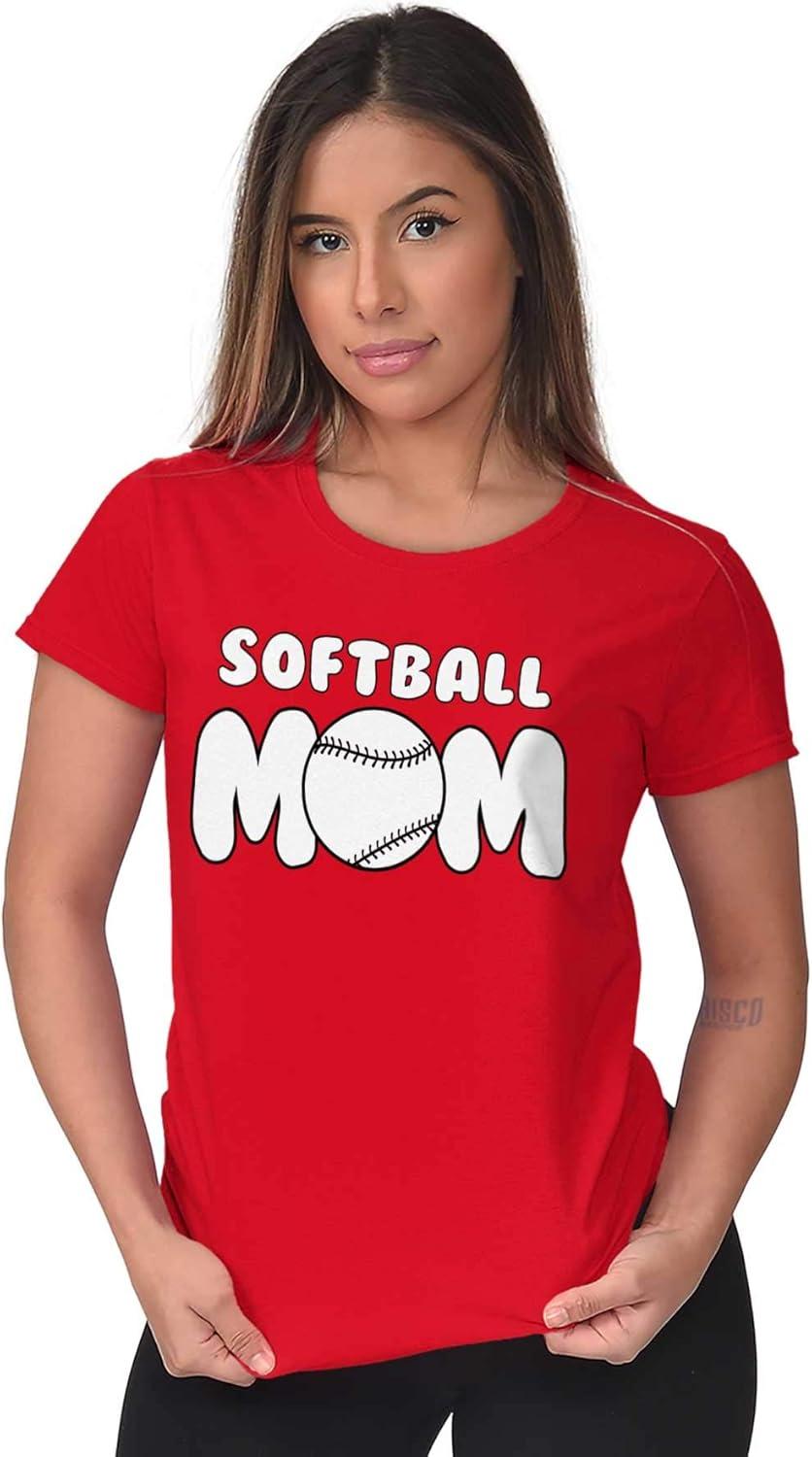 imageSoftball Mom Proud Sports Mother Womens Slim Fit Graphic Tee Red