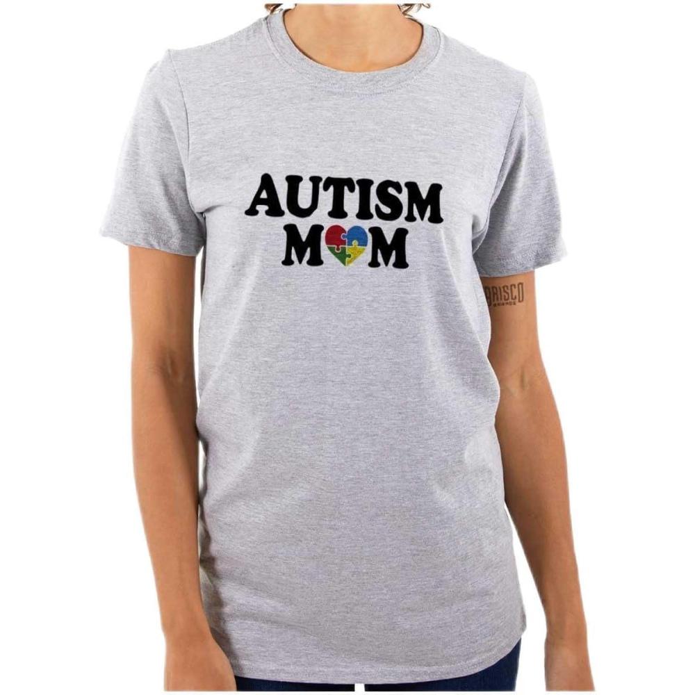 imageBrisco Brands Autism Mom Awareness Puzzle Piece Womens Graphic T Shirt TeesSport Grey