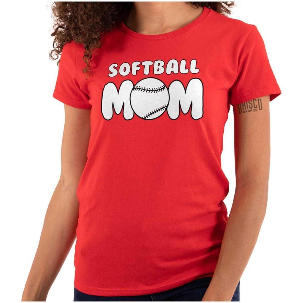 imageSoftball Mom Proud Sports Mother Womens Slim Fit Graphic Tee Red