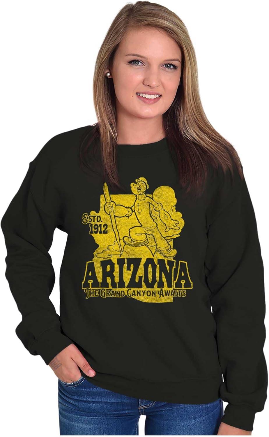 imageBrisco Brands Popeye Cartoon American States Sweatshirt for Men or WomenArizona