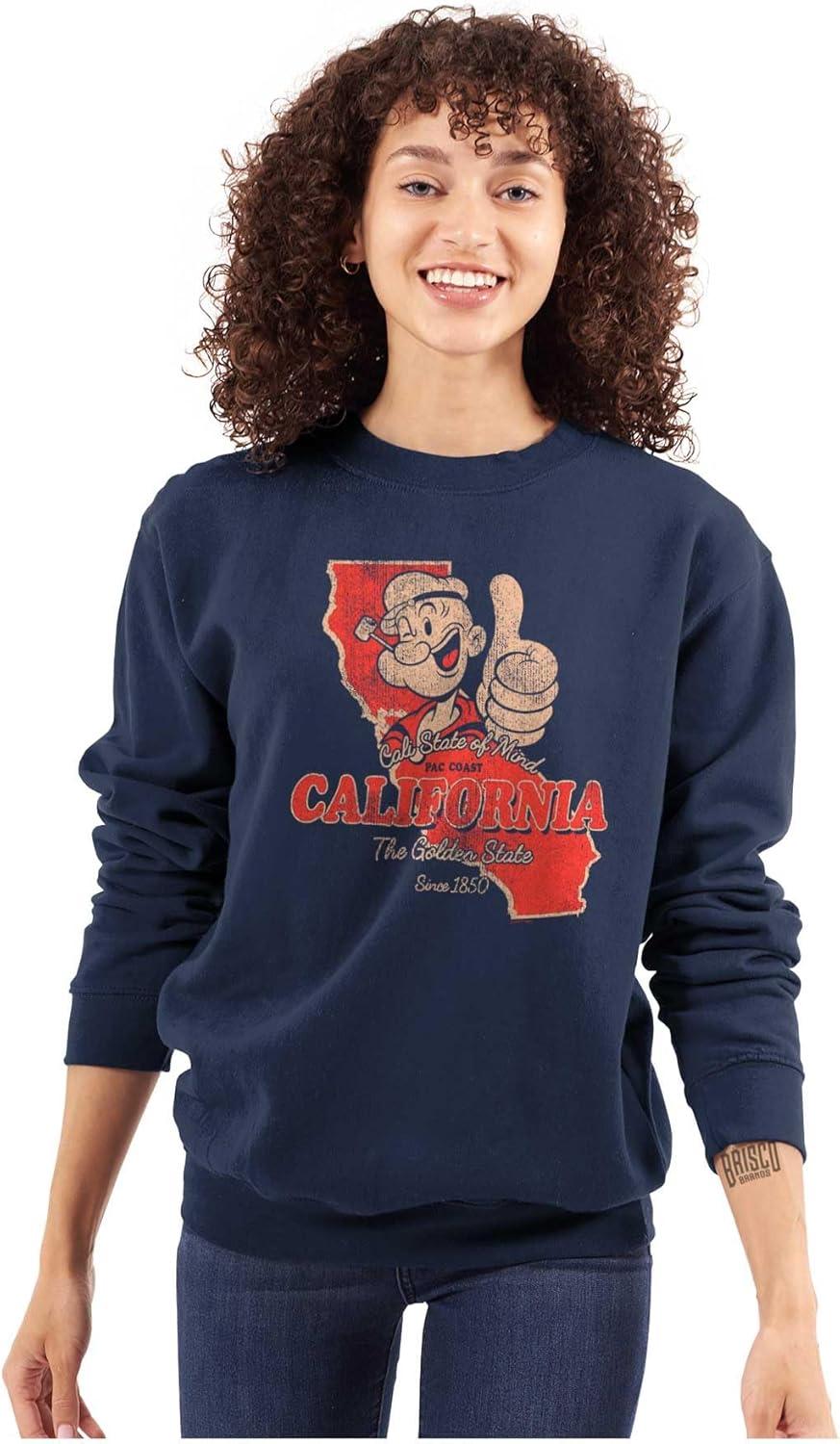 imageBrisco Brands Popeye Cartoon American States Sweatshirt for Men or WomenCalifornia