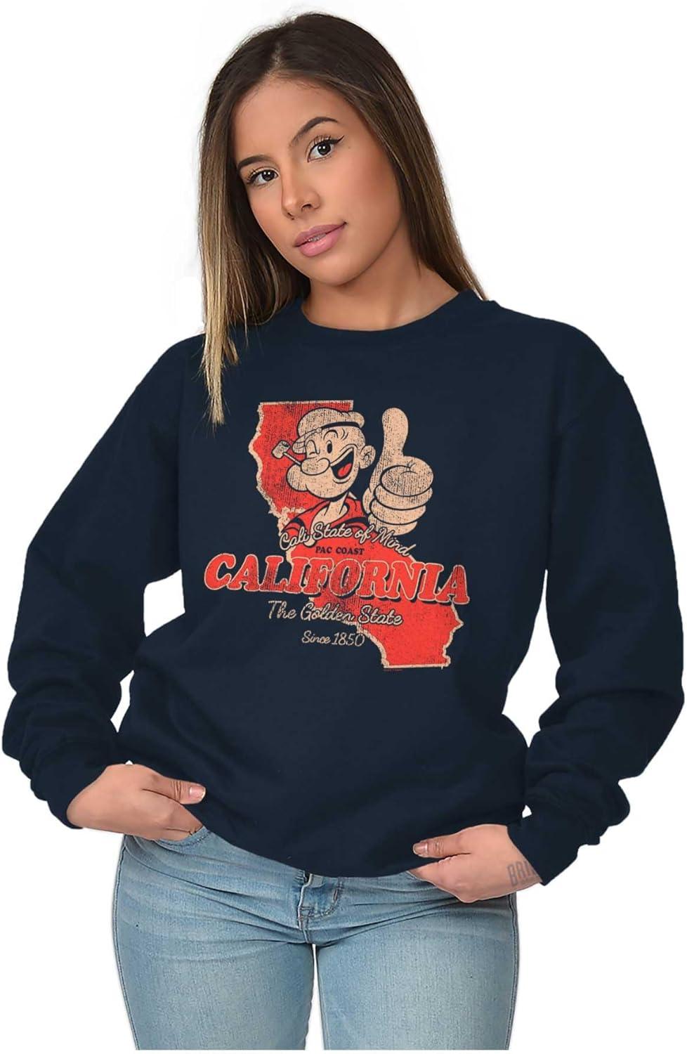 imageBrisco Brands Popeye Cartoon American States Sweatshirt for Men or WomenCalifornia
