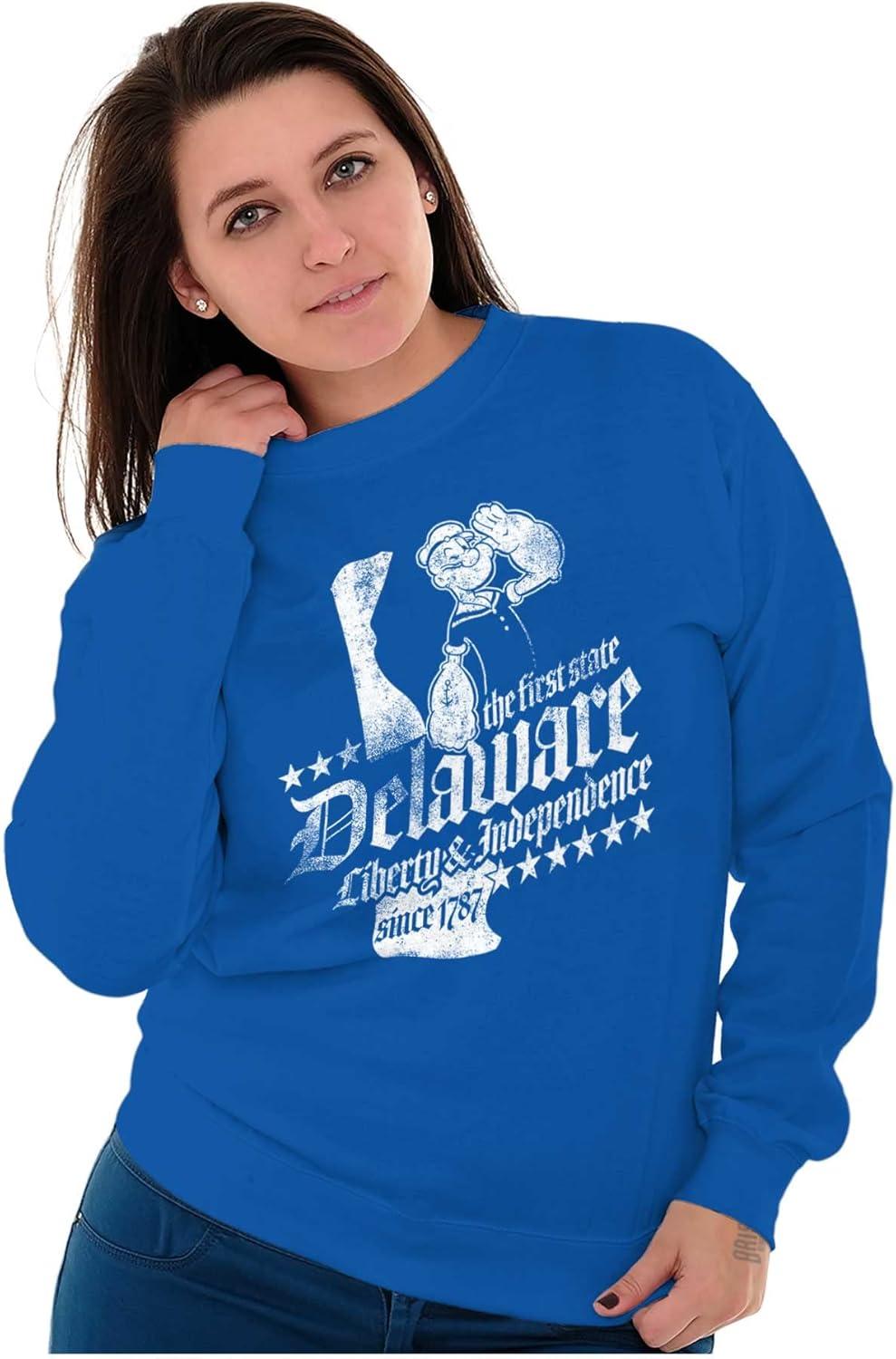 imageBrisco Brands Popeye Cartoon American States Sweatshirt for Men or WomenDelaware